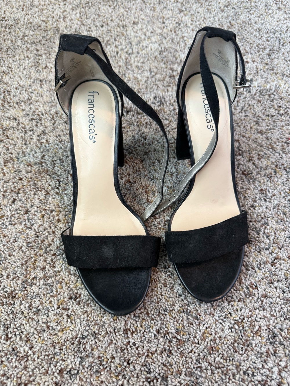 Francescaโs Black Womenโs Heels With Straps - Size 8